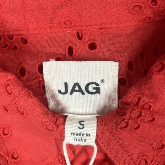 JAG Women Relaxed Button-Down Shirt Small Red Eyelet MSRP $78 - Picture 12 of 13